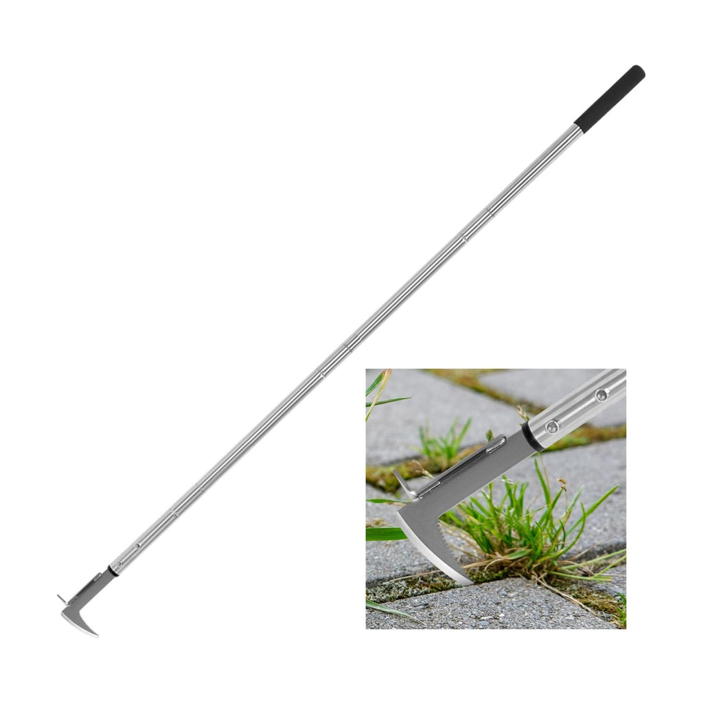 BARAYSTUS Crack Weeder, Stainless Steel Manual Crevice Weeding Tool, Long Handle Weed Grabber Remover, L-Shaped Manual