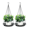 Enhon 2 Pack Plant Hanger, 12" Metal Hanging Planter for Indoor Plants | Classy Glossy Black, Decorative Wall Hanging