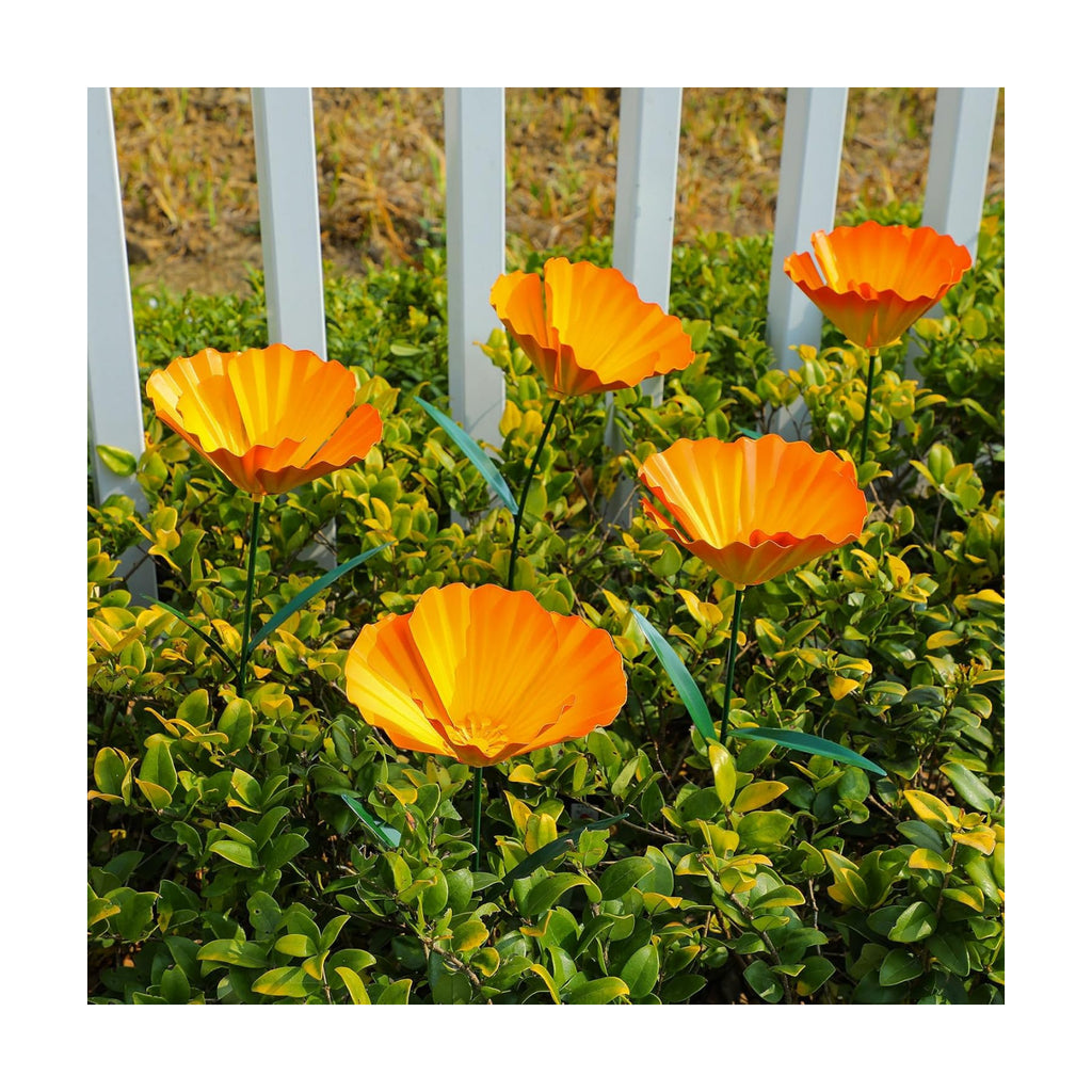 5 Pack Metal Flowers Garden Stake Decor for Outside 25. 2 Inch Metal Flowers Stakes Garden Decorations for Outdoor Yard