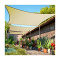 16' x 16' Beige Sun Shade Sail Square Canopy Fabric Cloth Screen, Water and Air Permeable & UV Resistant, Heavy Duty