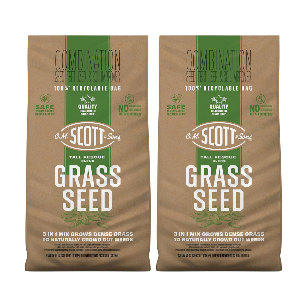 O.M. Scott & Sons Tall Fescue Blend Grass Seed, 8 lbs. (2-Pack) | Lawn Seed, Fertilizer and Soil Improver, Naturally