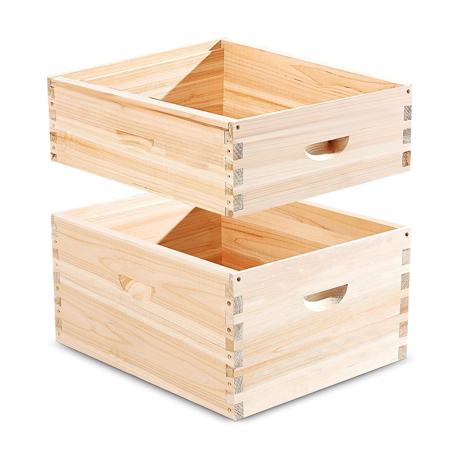 CroBlissful 2 Pcs 10 Frame Bee Hive Box Including Medium Super Beehive Box and Deep Brood Wooden Frames Bee Hives