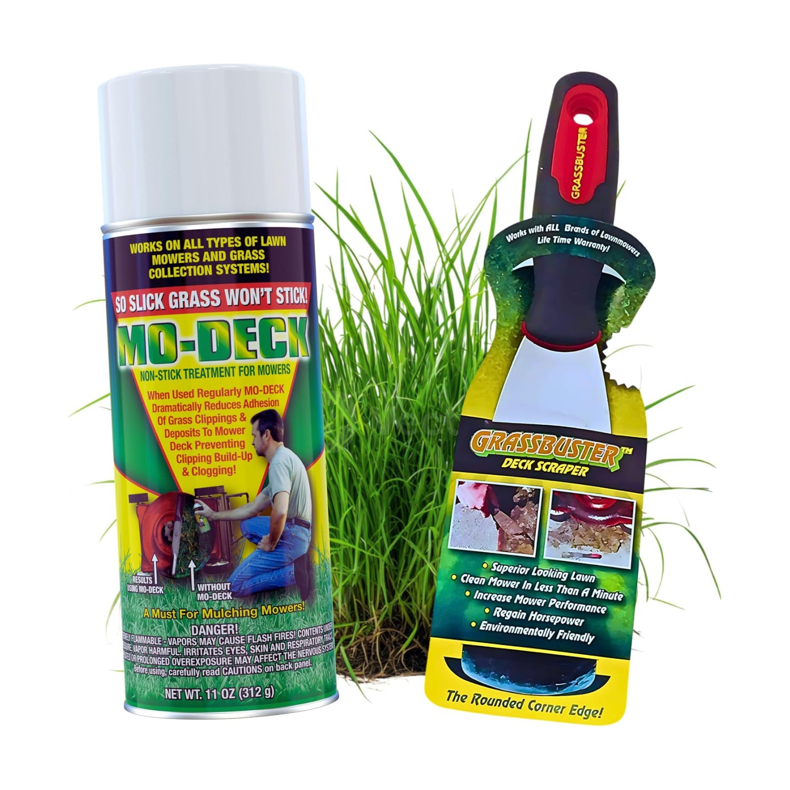 Mo Deck Lawn Mower A Nonstick Spray with Scraper Tool – Pressurized, Deters Grass & Clipping Buildup, Reduces Clumping