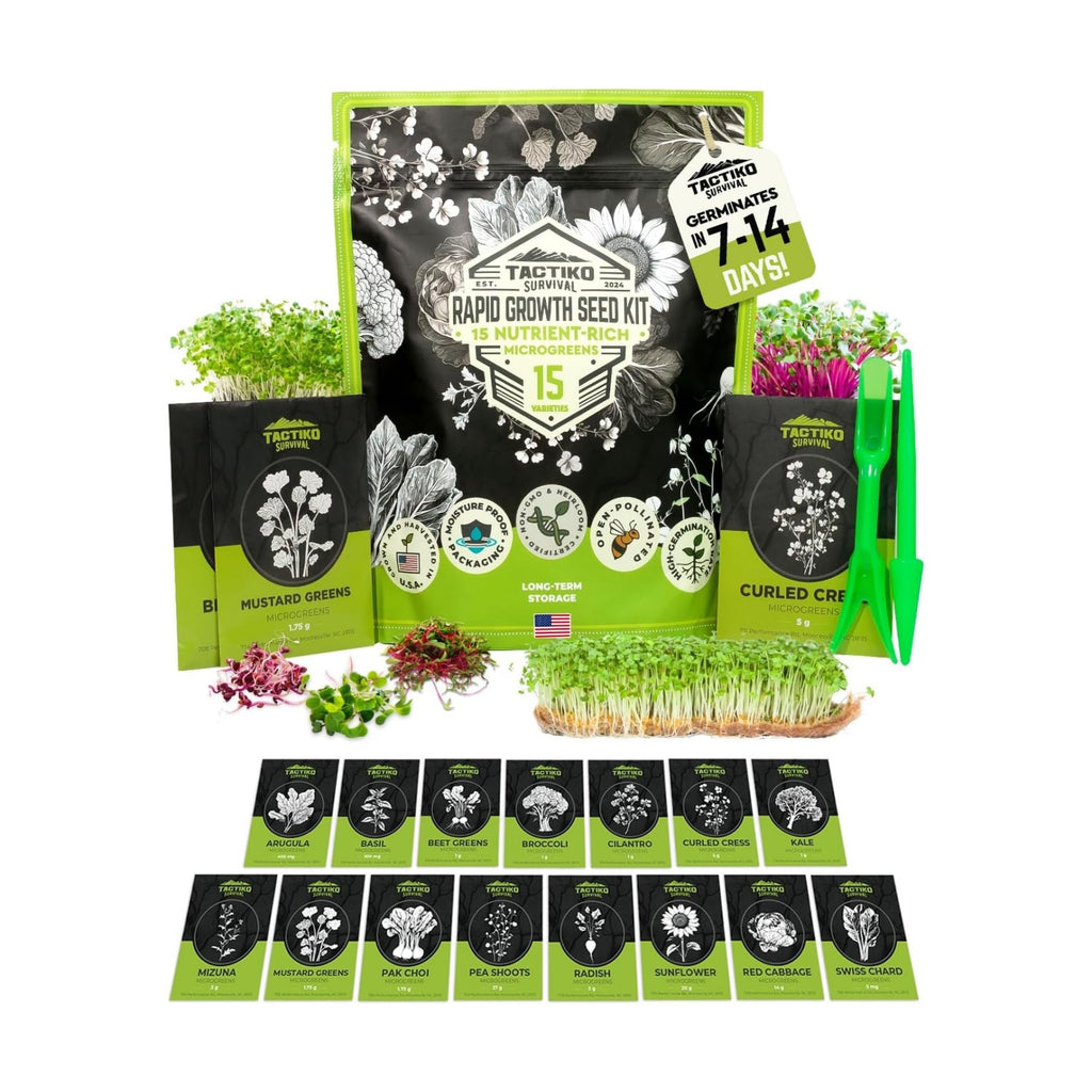Tactiko Rapid Growth Seed Kit | 15 Microgreens Varieties | Non-GMO-US Grown