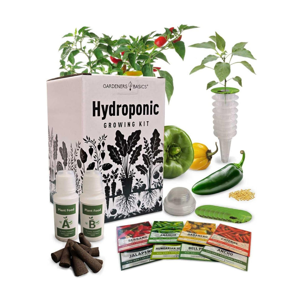 Hydroponic Indoor Pepper Growing Kit – Indoor Pepper Variety Pack Featuring Green Bell, Anaheim, Jalapeno, Cayenne