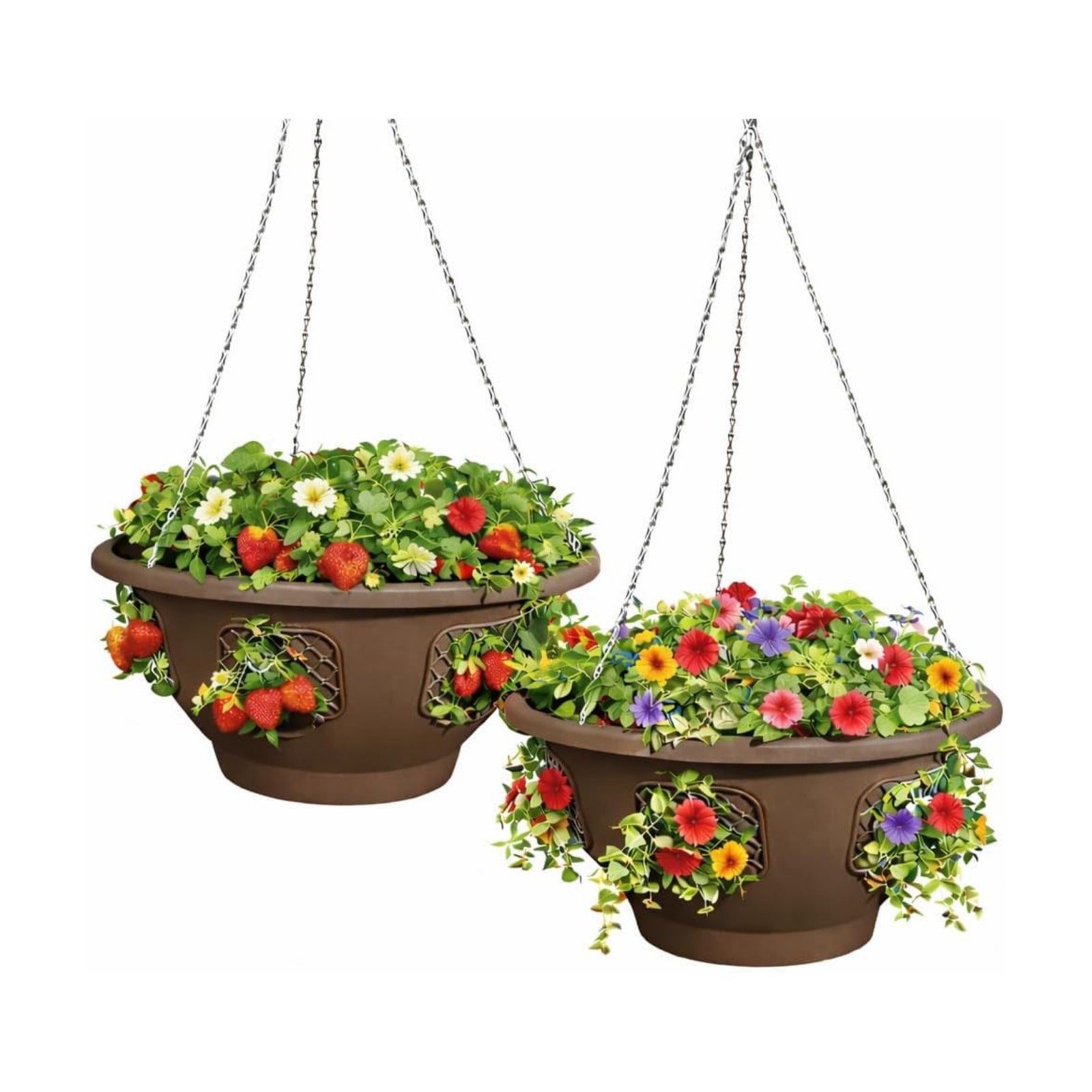 Ultimate Hanging Baskets - Strawberry, Tomato, Flower, and Herb Outdoor Planters - Use Garden Pots for Growing Plants
