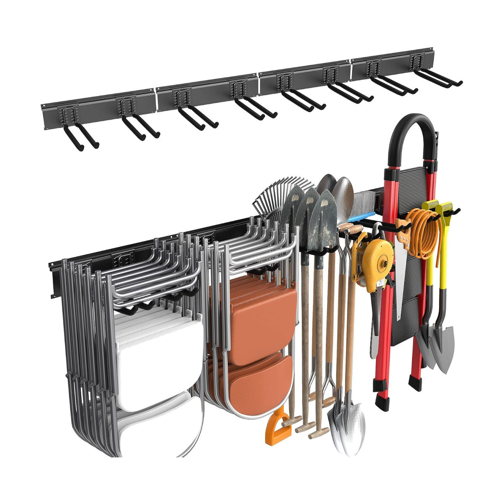 WALMANN Wall Mounted Garden Tool Rack Garage, Folding Chair Storage Rack | Heavy Duty, 11-Inch Tools Storage Hooks for