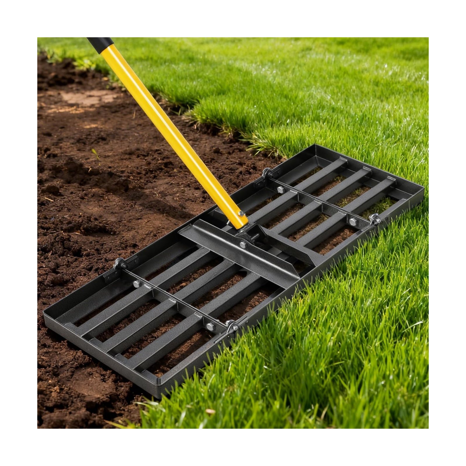 30in Lawn Leveling Rake | Yard Leveling Rake with 78" Adjustable Steel Handle, Heavy Duty Effort Saving Landscape