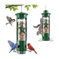 Squirrel Proof Bird Feeders for Outdoors Hanging, Metal Squirrel Proof Bird Feeder with Gravity Protection, 3LB Large Capacity Wild Bird Feeders for Outside Finch, Cardinal, Blue Jay (Green)