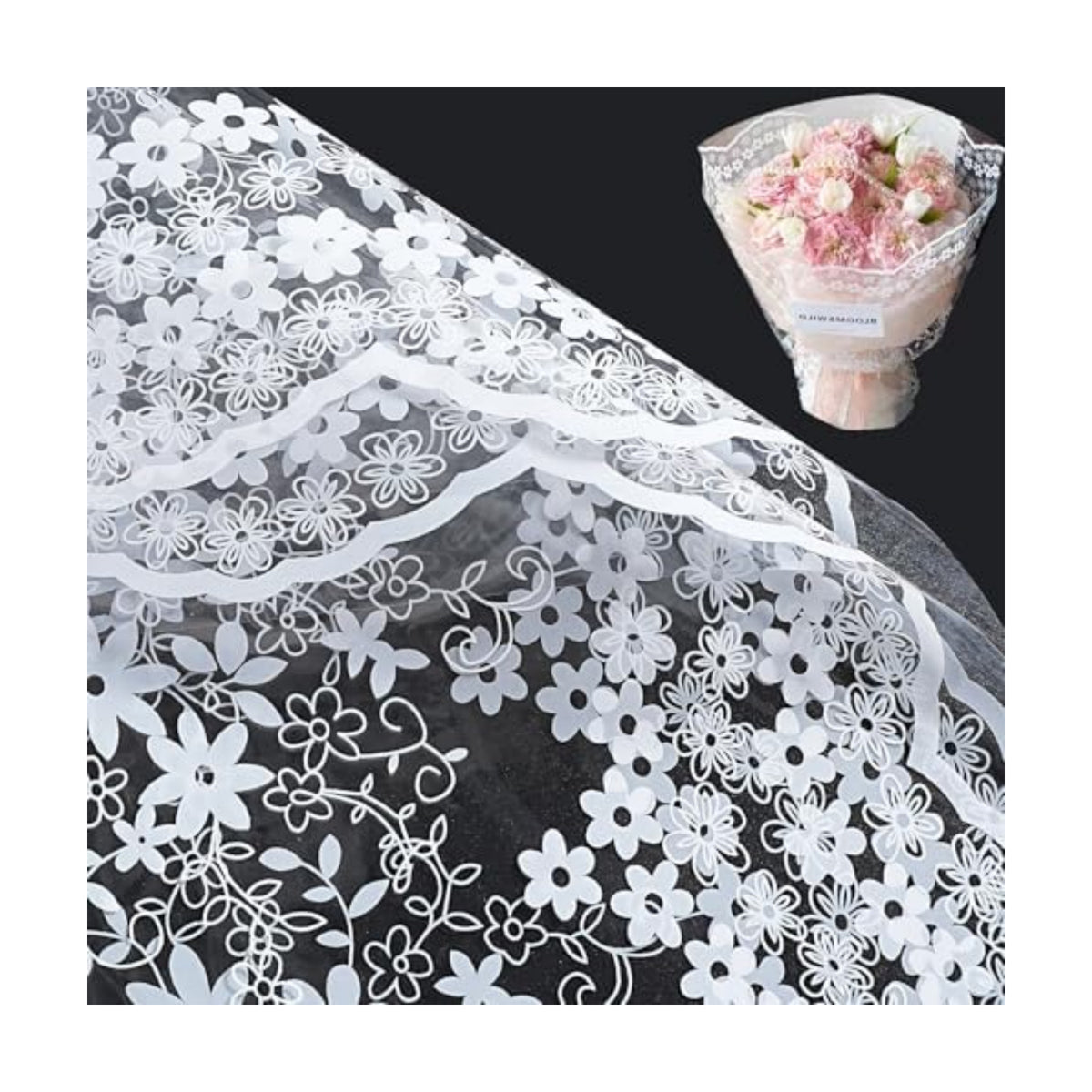 RUSPEPA 20 Sheets Flower Wrapping Paper - Lace Cellophane Plastic Packaging - Waterproof Floral Bouquet Wrapping Paper - Florist Supplies Packaging for Birthday, Wedding and DIY Crafts