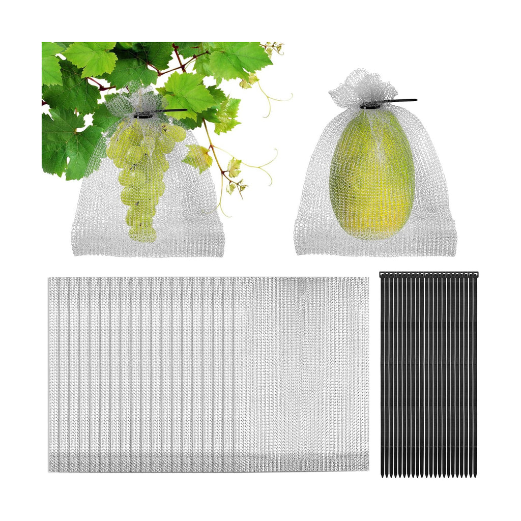 20 Pcs 8 x 12 Inch Stainless Steel Fruit Protection Bag, Wire Cover Bag | Reusable Vegetable Barrier Wire Bags, Fruit