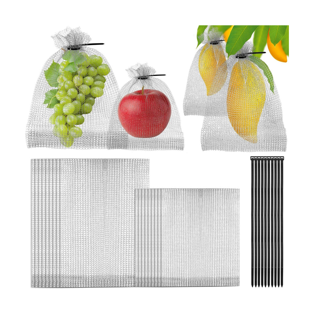 20Pcs 8x12 & 6x8 Inch Stainless Steel Fruit Protection Bag, Wire Cover Bag | 2 Sizes Reusable Vegetable Barrier Wire