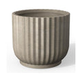 Kante Accent Round Pedestal Weathered Concrete Planter 14" Dia, Outdoor | Fluted, Rubber Plug for Indoor, Drainage for