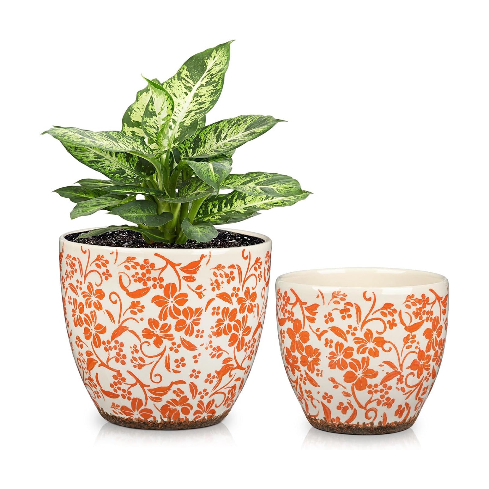 GnFlus Vintage Flower Pot Rustic Plant Pot Large Ceramic Planters for Indoor Plants Pots with Drainage Shabby Chic