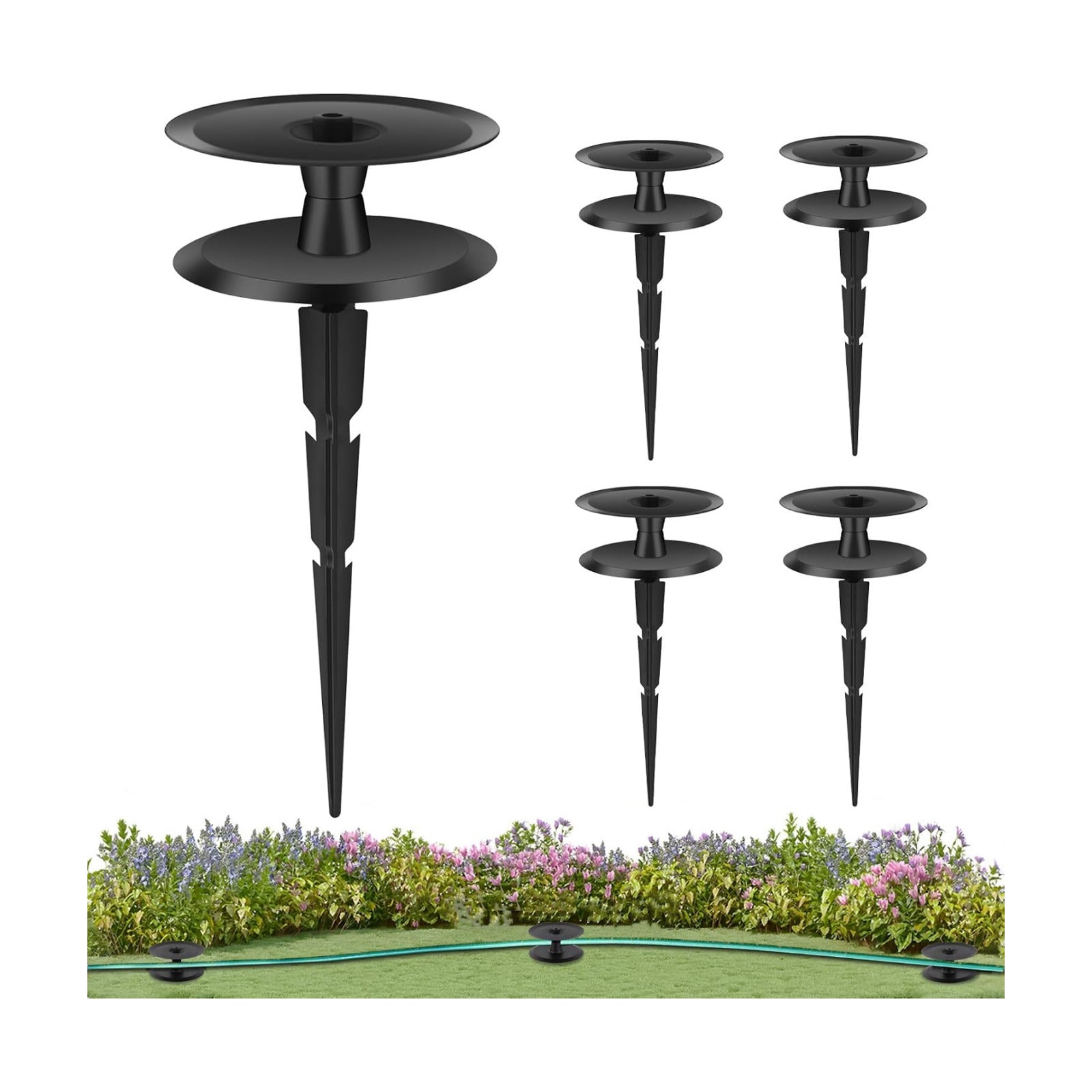4PCS Garden Hose Guide Spike, Metal Hose Guides for Garden Heavy Duty, Cast Iron Garden Hose Guides for Outside