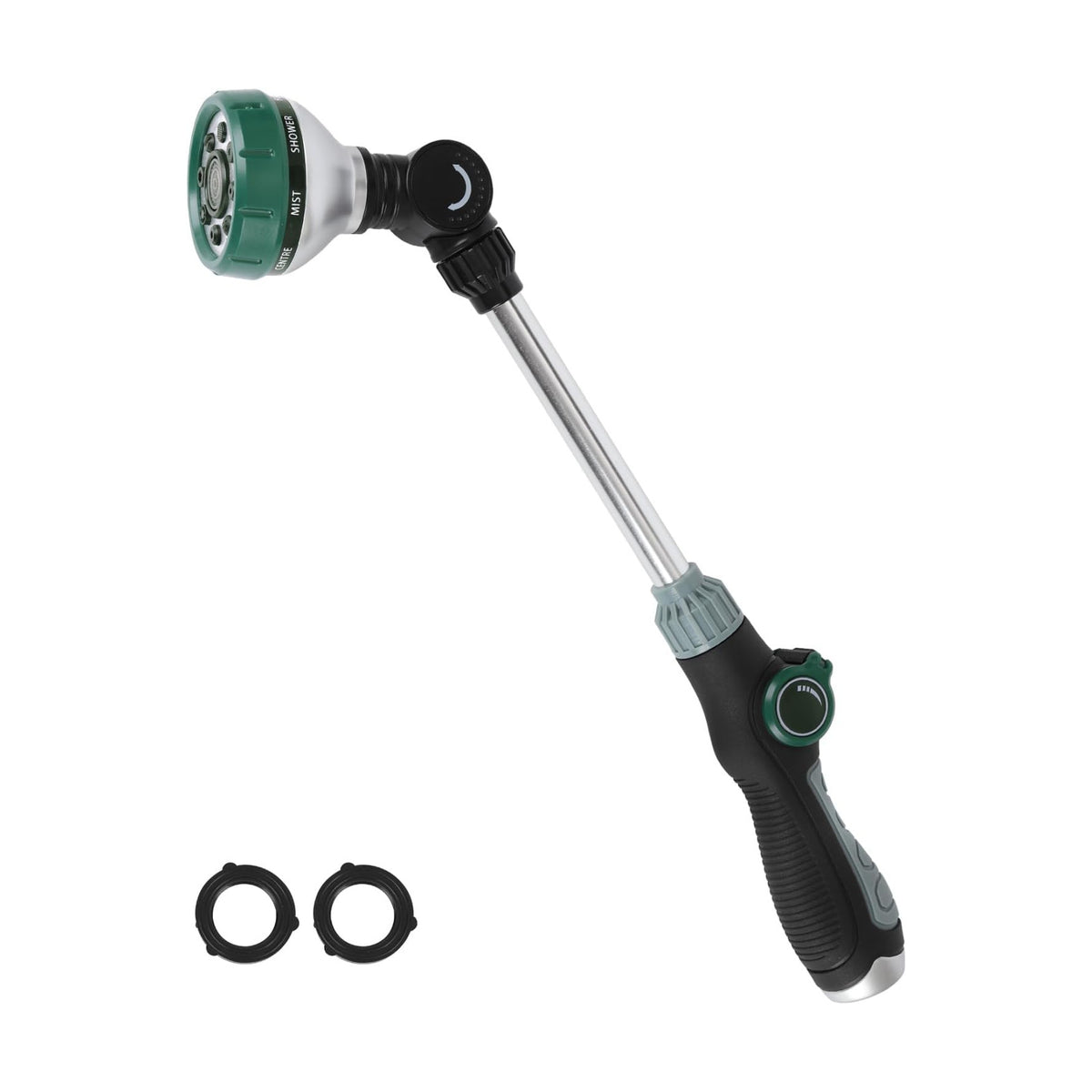 Watering Wand for Garden Hose, 17.5 Inch, 8 Spray Patterns, Garden Hose Nozzle with Thumb Flow Control, Adjustable