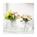 Ribbed Glass Vases, Set of 2 Fluted Vases for Flowers, Clear Glass Vase for Tulips, Modern Vase for Living Room, Kitchen, Office, Entryway, Mantle, Bookshelf, Wedding Gifts, Birthday