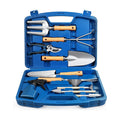 12-Piece Gardening Tools Set with Hard Storage Case, Blue | Heavy-Duty Steel Trowel & Pruner, Floral Print Design