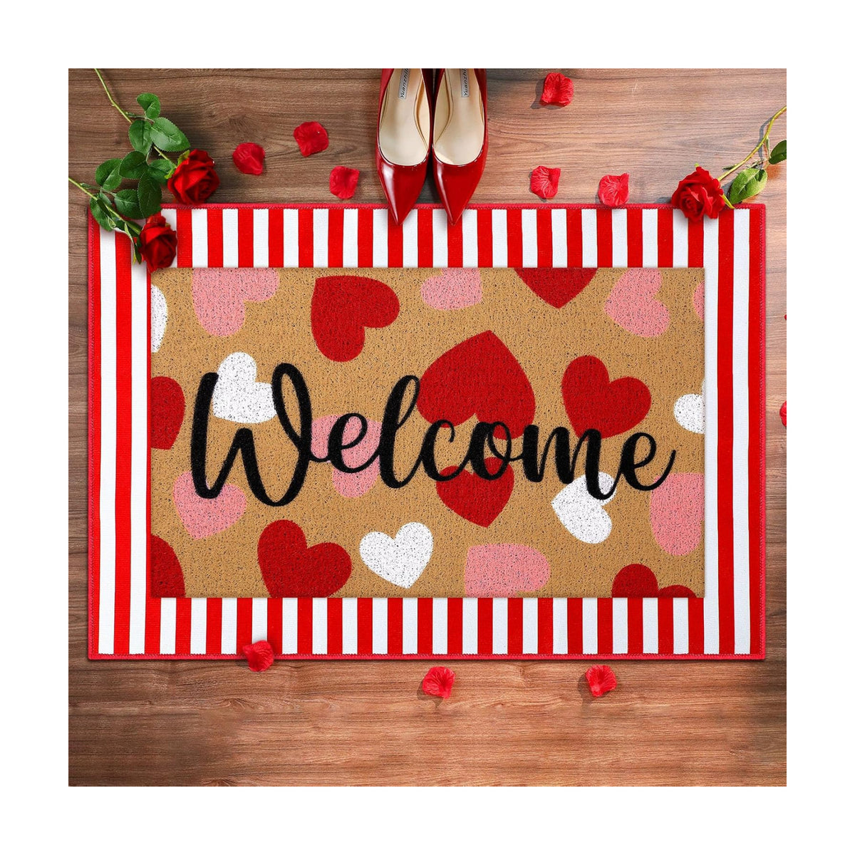 Tinideya 2 23.6 X 35.4 Inches Valentine Heart Red White