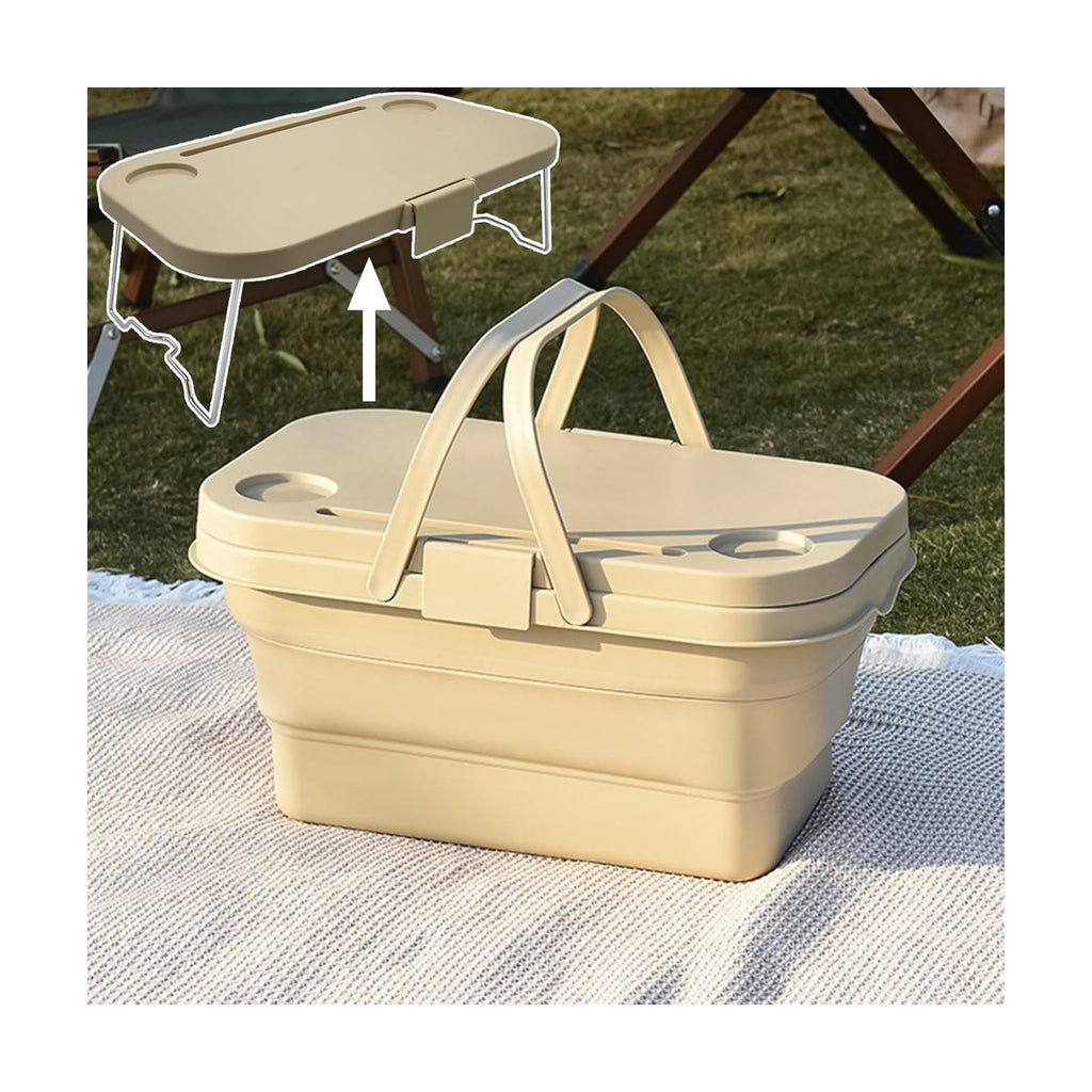 Collapsible Picnic Basket, Collapsible Picnic Basket with Handles (with Table Lid), Collapsible Garden Basket