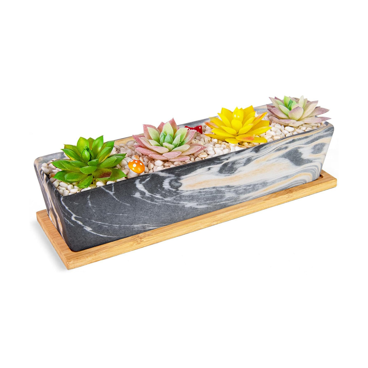 Succulent Pots, 12.1'' Ceramic Pots for Indoor Plant, Window Sill Planter