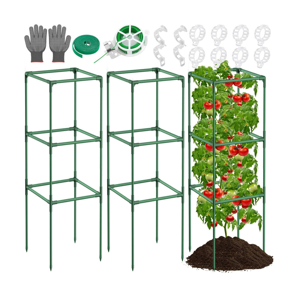 Lezmarket 3 Pack Tomato Cages for Garden, Tomato Trellis for Raised Garden Bed with Plant Clips and Twist Ties for