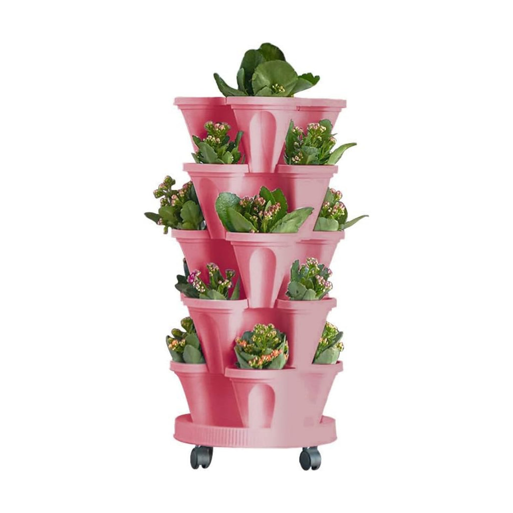 Vertical Planter 5 Tiered,Stackable Planters for Strawberry Herb Flower and Vegetable Stacking Garden Tower Gardening