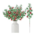 Geosar 36 Pcs Christmas Glittered Berries Stems, Red, Green