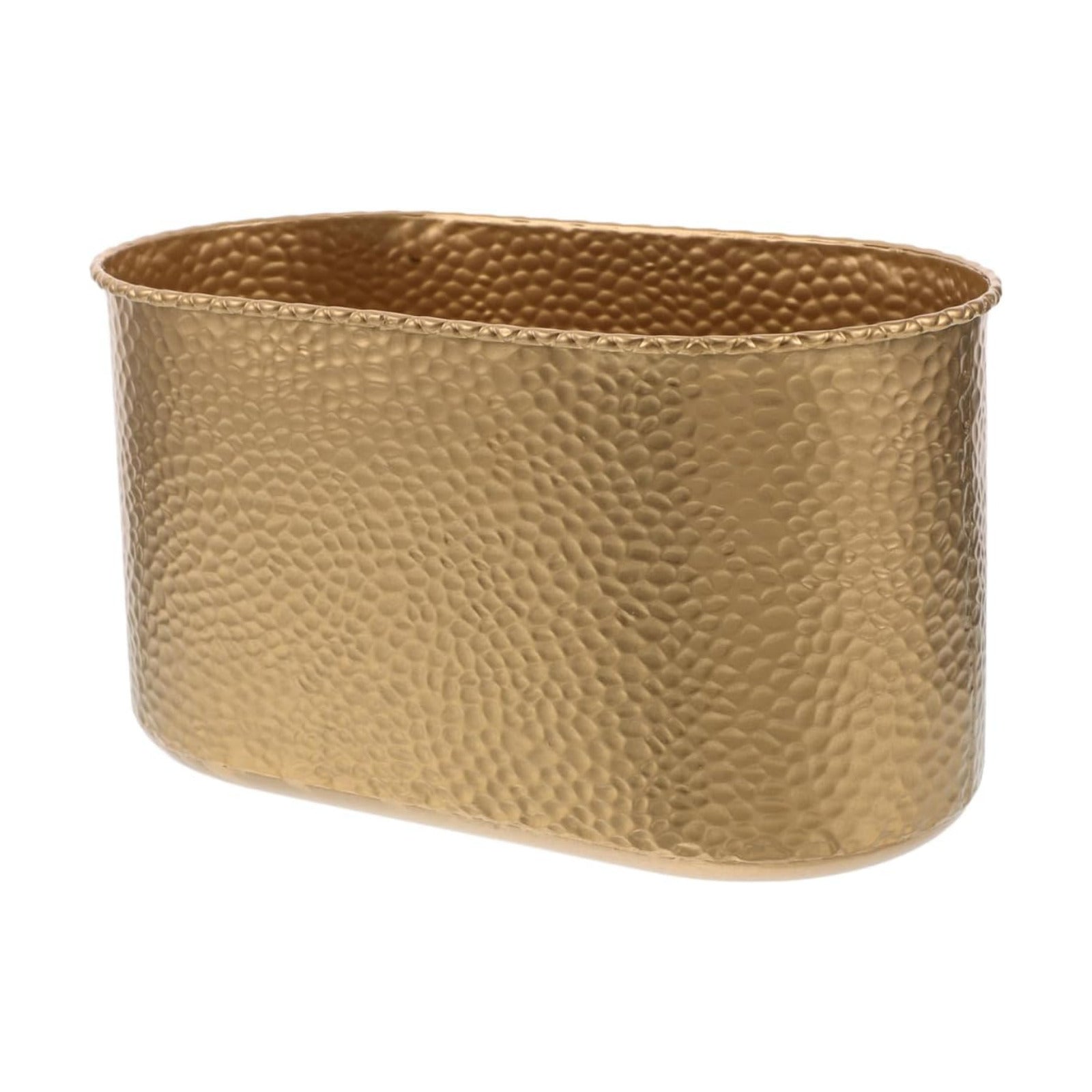 Cabilock Large Metal Wide-Mouth Flower Pot with Hammered Texture Decorative Iron Planter for Orchids and Indoor Plants