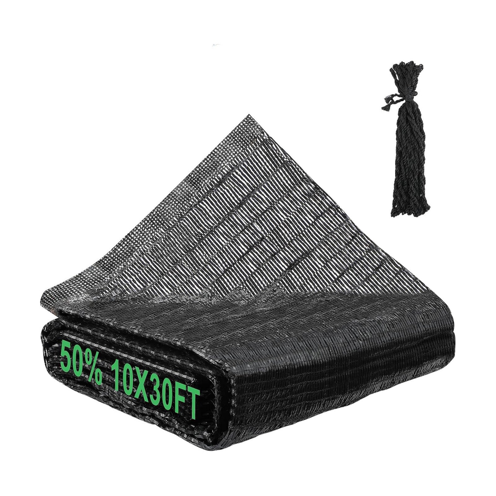 Bigmeta Cuttable Shade Cloth for Garden | 10x30FT 50% UV-Resistant Mesh Tarp with Rope, Black Sun Cover Net for Patio