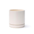 D'vine Dev 6.5 Inch Ceramic Planter Pot, Oatmeal, 94-O-C-8 | Modern Cylinder Design, Drainage Hole & Saucer Included
