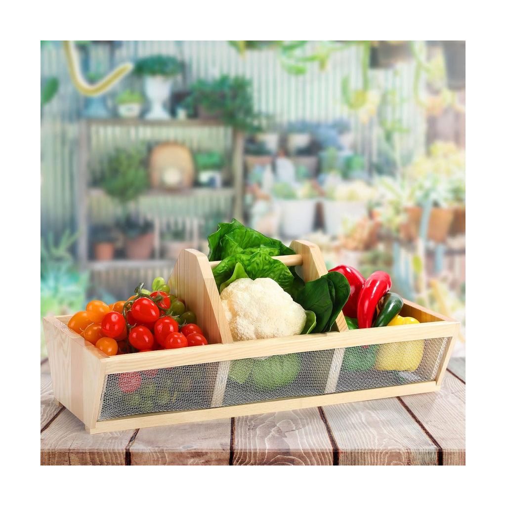 Garden Harvest Basket Gift 20 x 10 x 8 in Vegetable Hod for Gardeners Fruits Veggies Basket with Center Divider