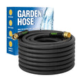 Garden Hose 50Ft, Flexible Lightweight Water Hose, Brass Fittings, Black | Double latex core, leak-proof, no kink
