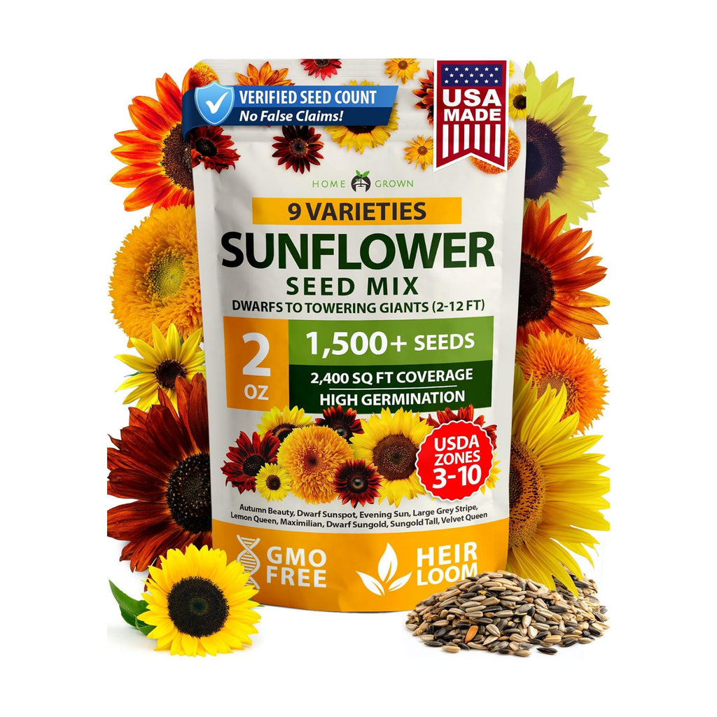 HOME GROWN Sunflower Mix Seeds, 9 Variety, 1,500+ Seeds