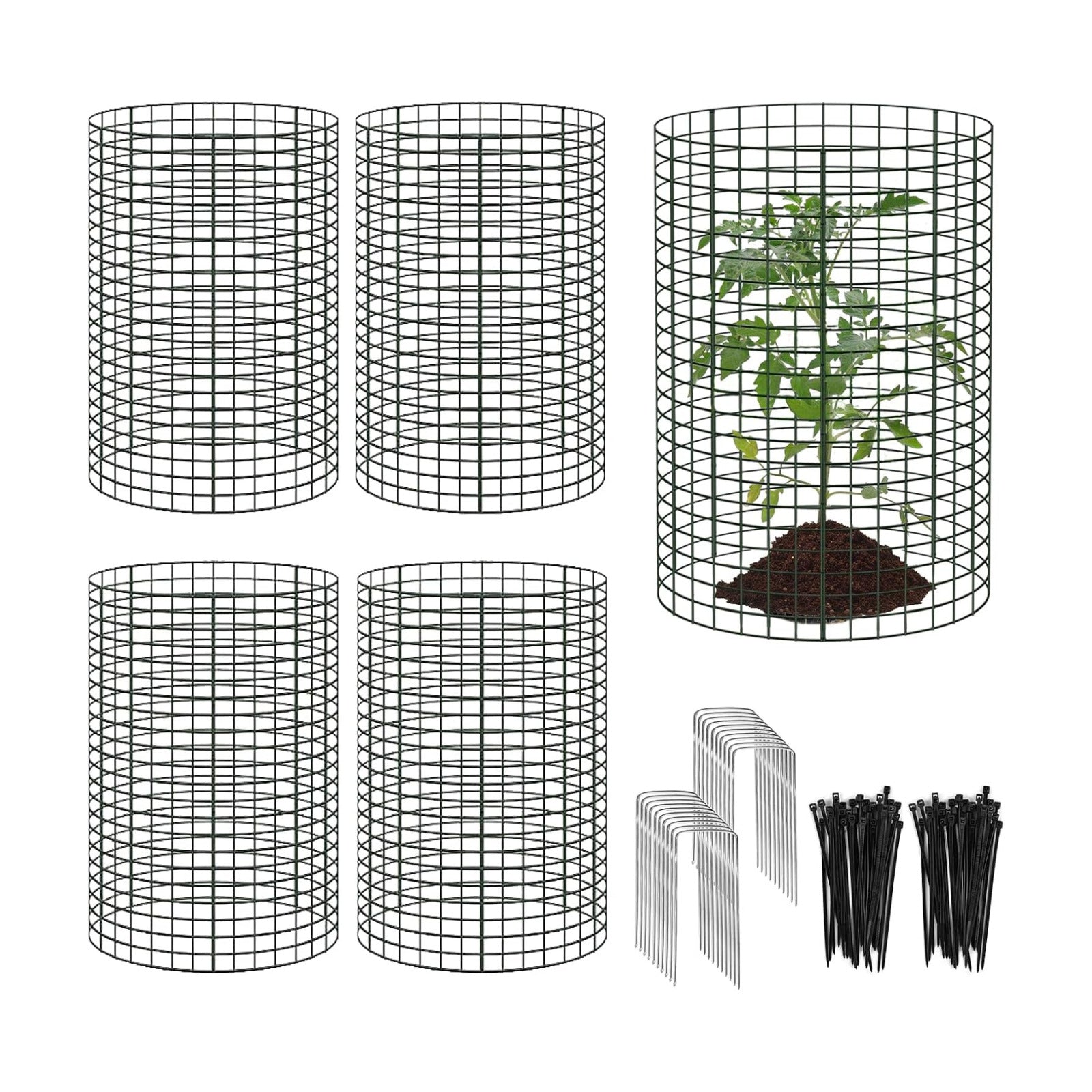15 Pcs Large Wire Plant Protector from Animals, 5 Pack 24" H X 12" Dia Metal Plant Cage Chicken Wire Cloche with Ground