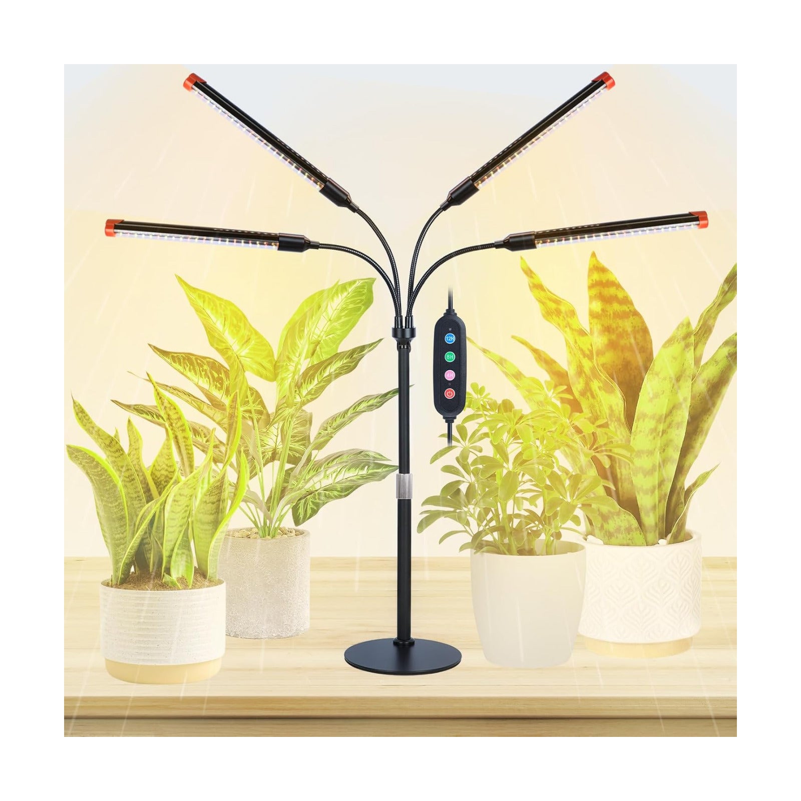 4Head Tabletop Grow Lights for Indoor Plants, Seed Starting, Bonsai, 4/8/12/16/20H Timer, 36 Watt Power Draw, NO Need