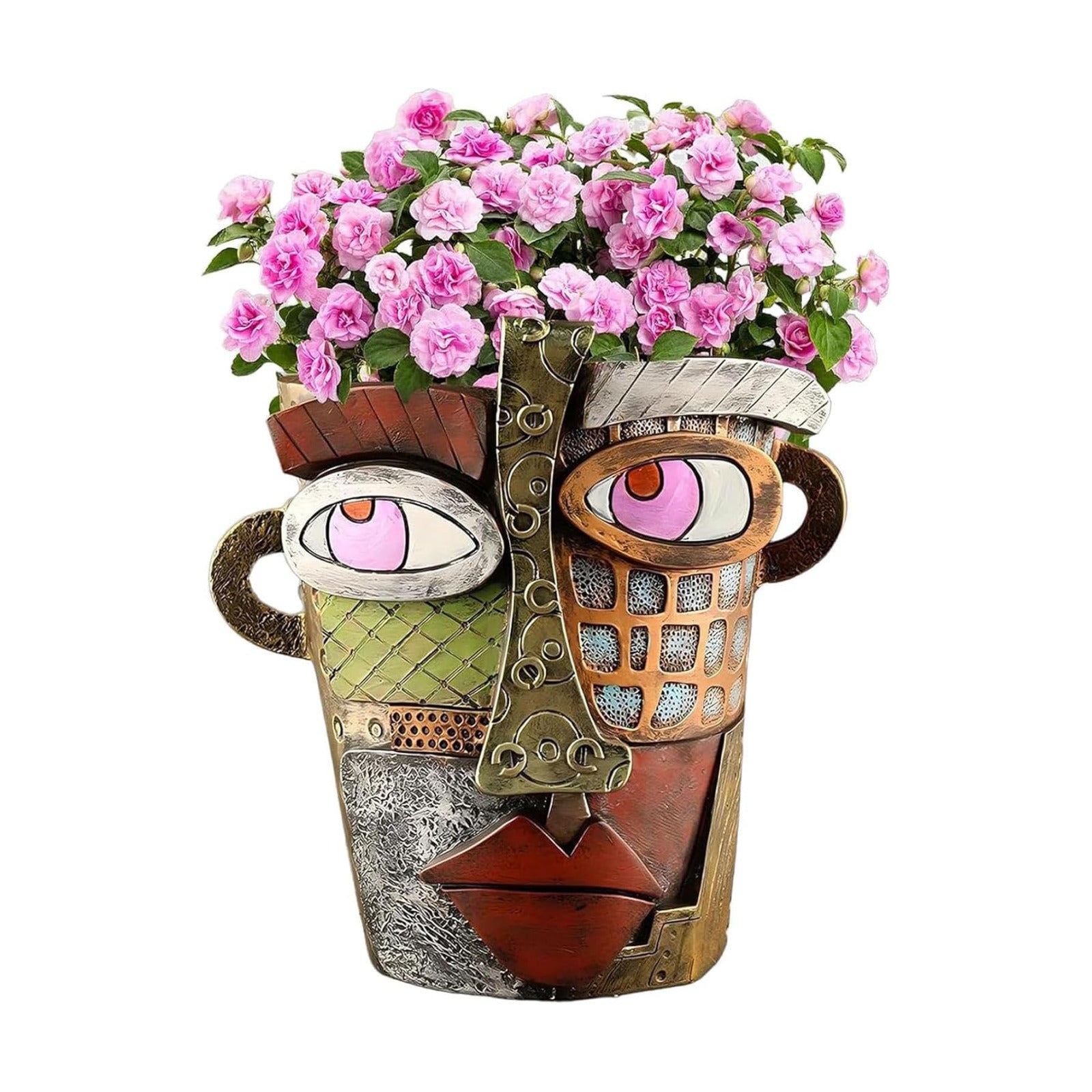 Brutalist Abstract Face Planter, Unique Head Flower Pot Home Garden Decor | Resin Material; for Indoor & Outdoor