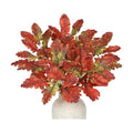 Faux Oak Leaf Branches 5 Pcs Fall Leaf Stems for Vases, 18" Fall Leaves Stems Artificial Oak Branches, Faux Oaks Branch for Autumn Decor Farmhouse Thanksgiving Centerpiece Halloween Decoration, Red