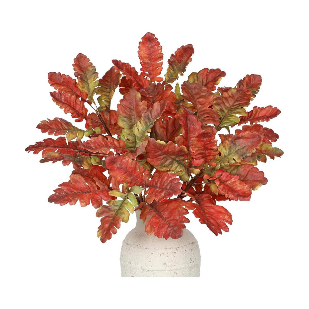 Faux Oak Leaf Branches 5 Pcs Fall Leaf Stems for Vases, 18" Fall Leaves Stems Artificial Oak Branches, Faux Oaks Branch for Autumn Decor Farmhouse Thanksgiving Centerpiece Halloween Decoration, Red