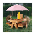 Gnodary Squirrel Feeder with Umbrella, Squirrel Feeders for Outside, Squirrel Picnic Table Feeder - Chipmunk Feeder Hold Corn, Corn Cob, Peanuts (Pink)