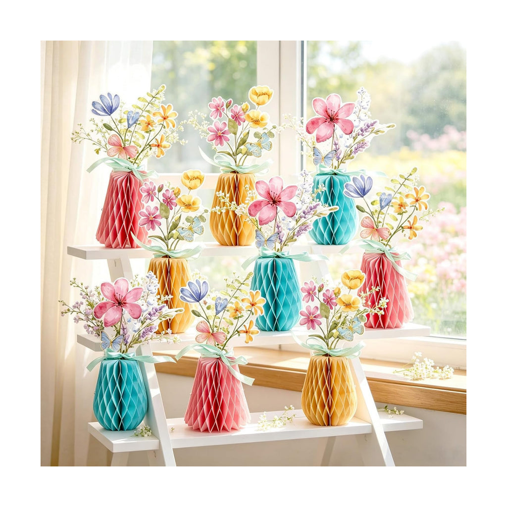 SUNBEAUTY Wildflower Baby Shower Table Decorations Wild Flowers Honeycomb Centerpieces for Garden Baby Shower Spring Floral Table