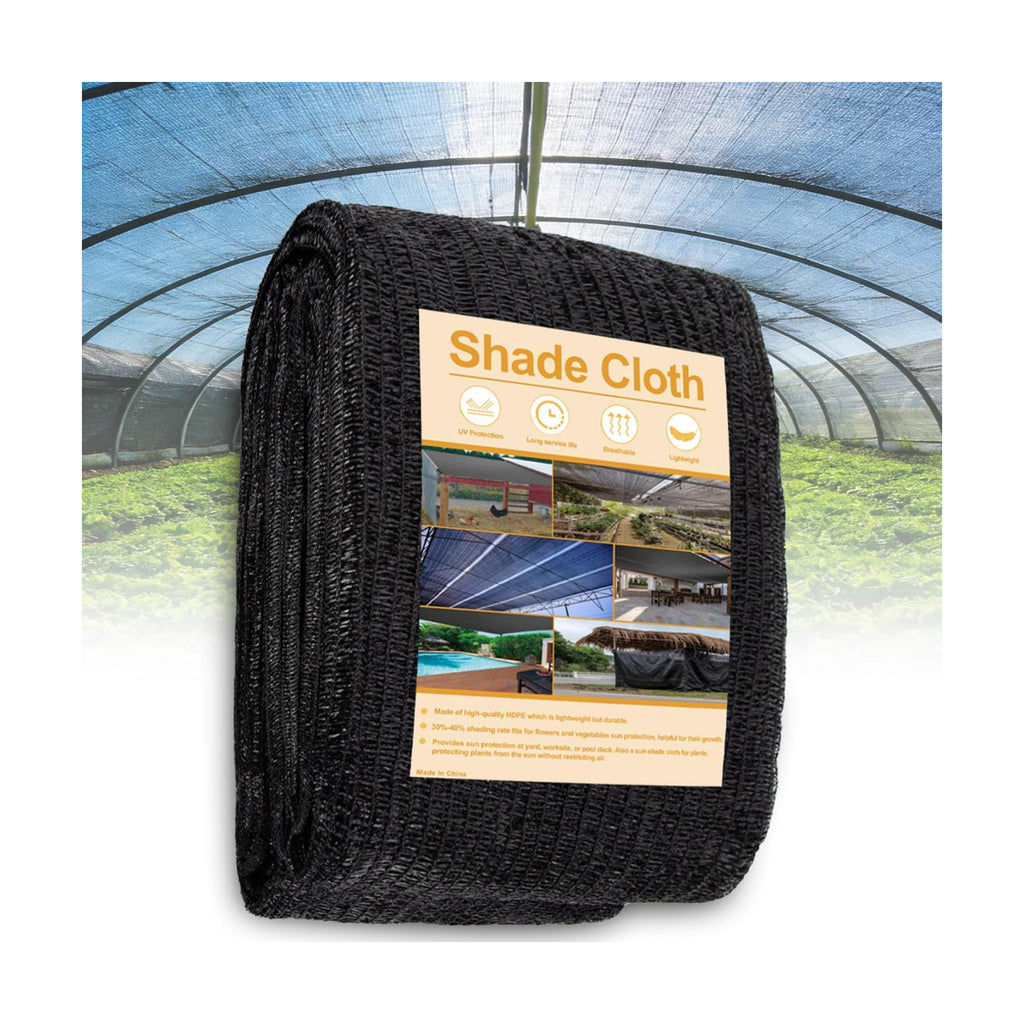 SPORTYOUTH Shade Cloth, 40% Black Sunblock Cover for Garden, 10x50 Ft Mesh Tarp with Grommets UV Resistant for Outdoor