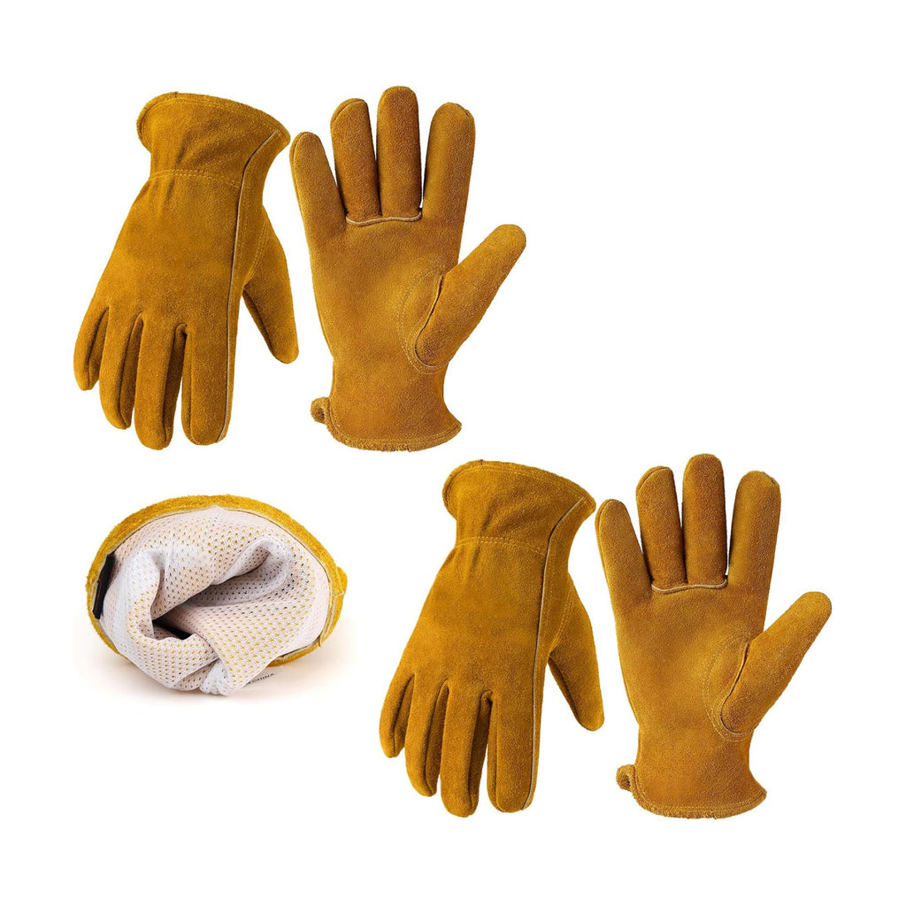 Leather Gardening Gloves for Men Women: Thorn Proof Cowhide Work Gloves | Garden Gloves for Yard Work, Reinforced Palm