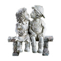 Garden First Kiss Outdoor Statue Decorative, Flower Bed Decor Puppy Love Kissing Couple,Boy and Girl Kissing Garden