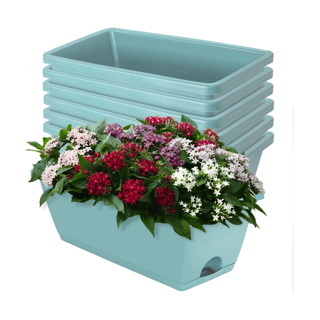 LOCONHA 7 Pack Window Box Planter, Plastic Vegetable Flower Planters Boxes
