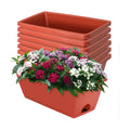 LOCONHA 7 Pack Window Box Planter, Plastic Vegetable Flower Planters Boxes | 17 Inches Rectangular Flower Pots with