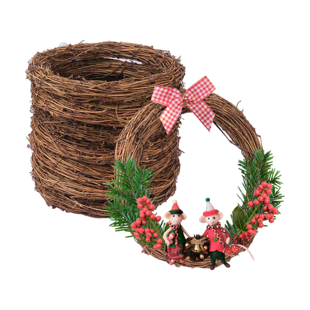 8 PCS 10 Inch Natural Grapevine Wreaths, Round Rattan Wreath Grapevines Wreath Bulk, Grape Vine Wreaths for DIY Crafts, Festival, Christmas, Wedding, Restaurant & Home Decoration