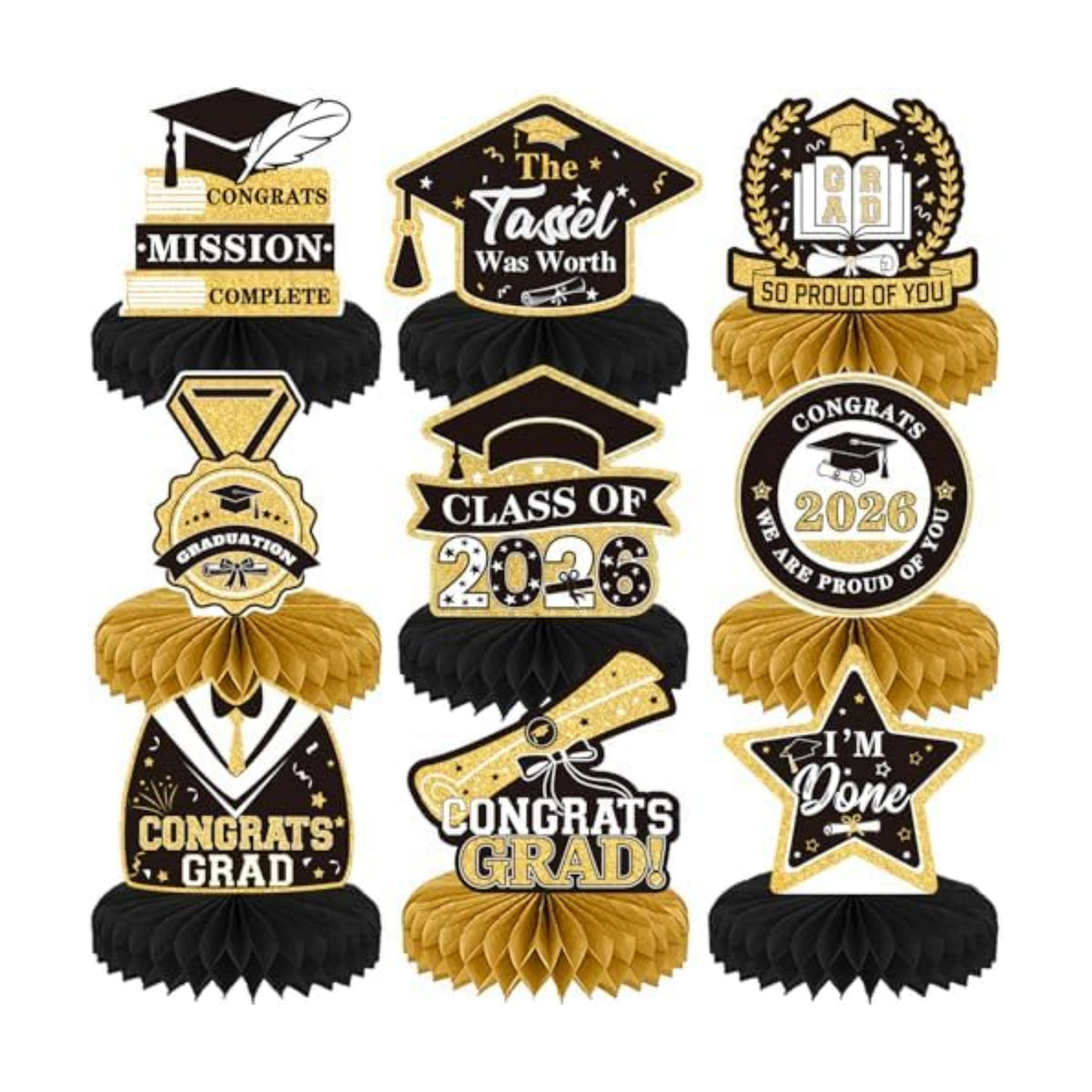 9Pcs Graduation Centerpieces for Tables 2026, Graduation Table Decorations