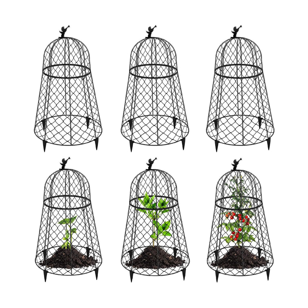 6 Pack Plant Protectors from Animals, Garden Cloches for Plants, Rustproof Chicken Wire Cloche Plant Cages to Keep