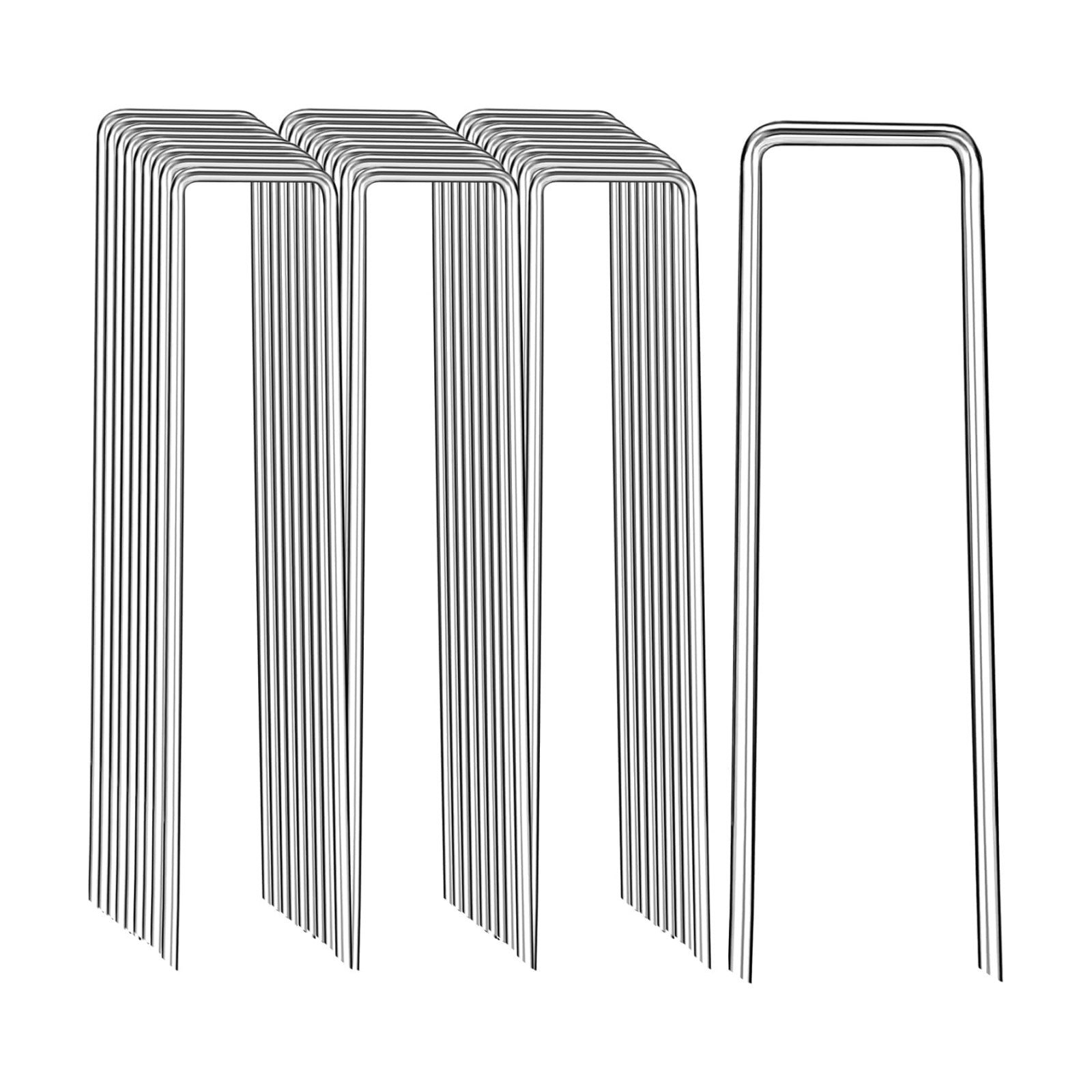 Landscape Staples 12 Inch, 12/25/50/100/200 Pack 8 Gauge U-Shaped Galvanized Garden Stakes, Heavy Duty Ground Stakes